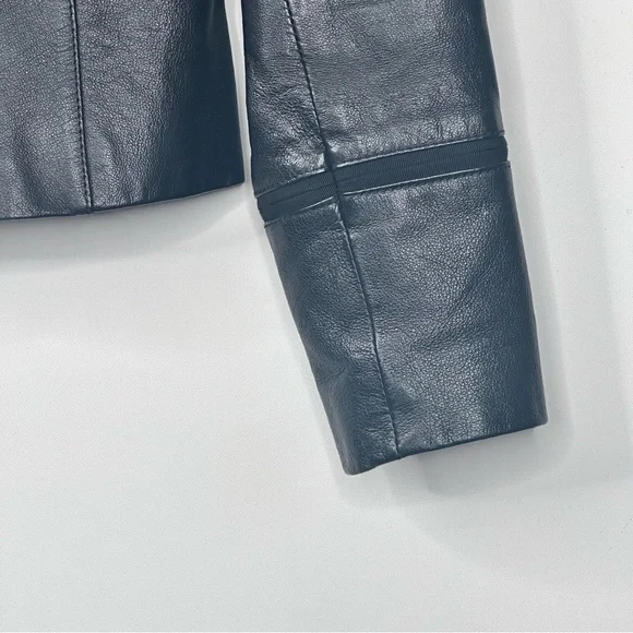 Danier Womans Leather Jacket Moto Biker Classic Zip Up Fitted Crop Black Size XS - Picture 5 of 8